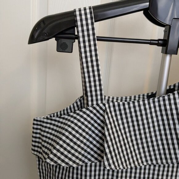 BCX Black & White Gingham One Shoulder Look Sleeveless Top, Size Large - Picture 4 of 11